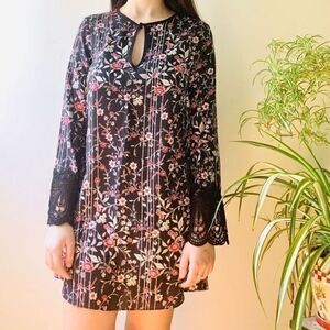 Bcbg NWT Black Floral Spring Dress,XS